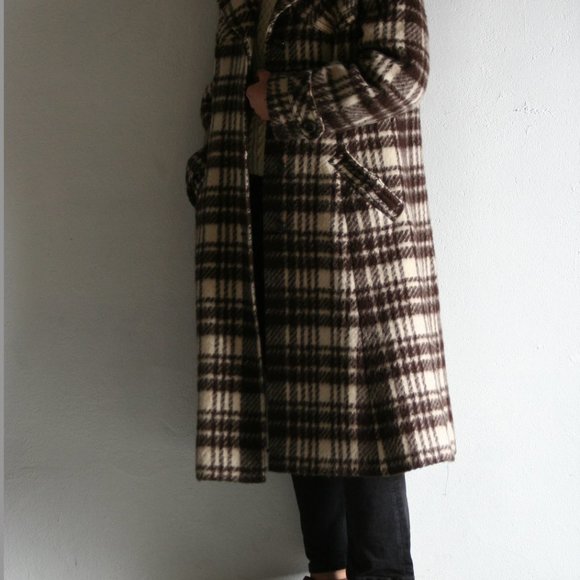 70s Brown Check Mohair Coat | Wool | Women - Picture 7 of 7